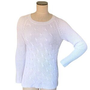 Liz Claiborne Womens White Knit Pullover Sweater Sz M #65C
